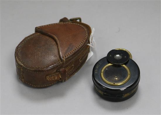 A Barkers Patent military compass in leather case